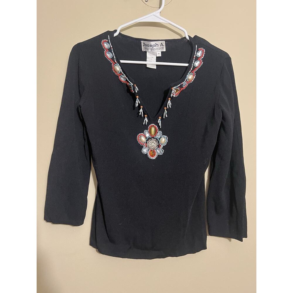 VTG W Med V-Neck Beaded Boho- Chic Y2K 90's Eclecticโ Hippie Gilmore Whimsigoth